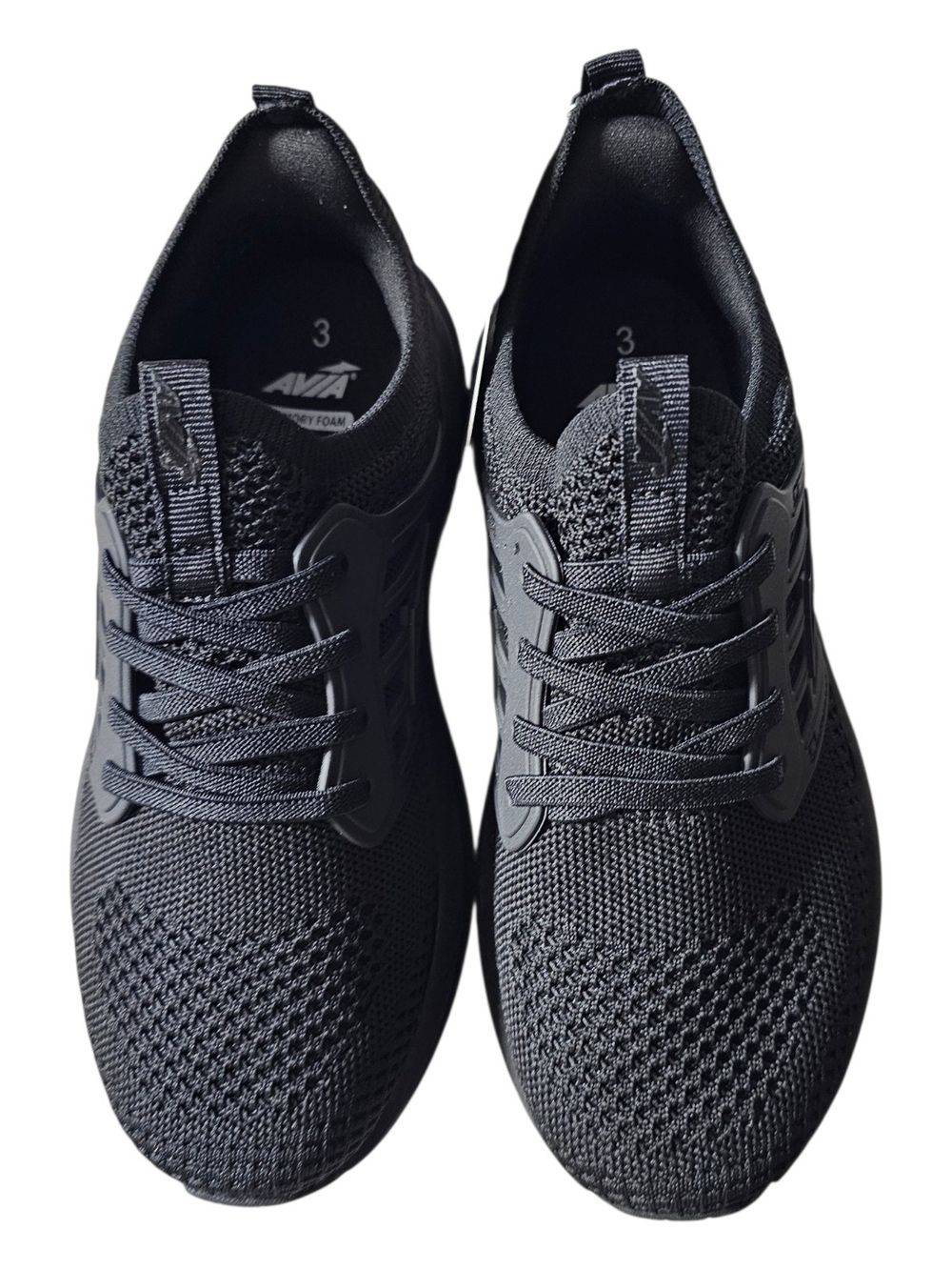 Avia Kids Black Knit Lace-Up Sneakers